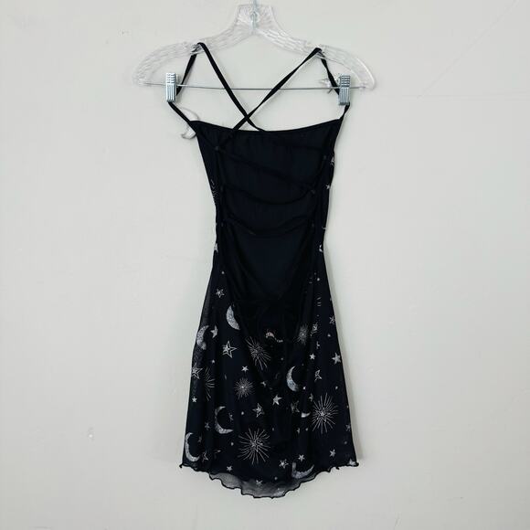 ollz kill Trickz N Treatz Black Dress With Stars And Moon Print womans Size L - Picture 5 of 10